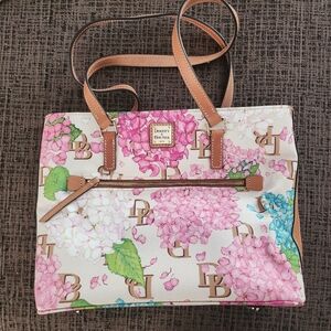 Dooney & Bourke Hydrangia Tote with Tan Leather Straps